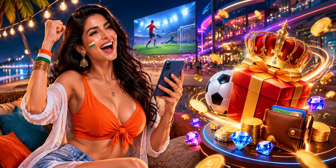 Beach scene with cricket and betting icons